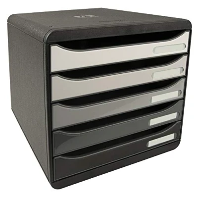 Imagen de Exacompta 3097294D Módulo individual con 5 cajones para documentos A4+, ultra rígido, abiertos, stop de seguridad 347x278x271 mm BIG BOX PLUS Degradado grises brillantes
