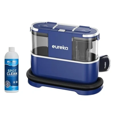 Imagen de Eureka Aspirador de alfombras Limpiador Manchas Multisuperficie para Alfombras, Moquetas, Tapicería, Escaleras y Coche Depósito Agua Grande 1,5L, NEY100 con Fórmula Limpiadora, Azul