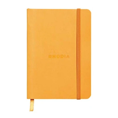 Imagen de RHODIA 117315C Carnet Souple Orange A6 Ligné 144 pages Papier Clairefontaine Ivoire 90 g/m² Marque Page, Fermeture Élastique Couverture Simili Cuir Collection Rhodiarama