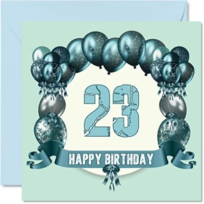 Imagen de Divertidas tarjetas de cumpleaños 23 para hombres, globos cumpleaños, tarjeta feliz hijo, sobrino, sobrina, hermana, tío, hermano, nieta, hija, nieto, felicitación,