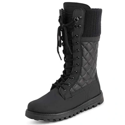 Imagen de Polar Mujer Piel Sintética Calentar Térmica Impermeable Al Aire Libre Para Caminar Nieve Invierno Suela De Goma Calf Botas Negro Cardy MEno UK3/EU36 YC0608