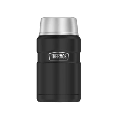 Imagen de Thermos Recipiente para Alimentos de Acero Inoxidable, Negro, 9,3 x 18,5 cm