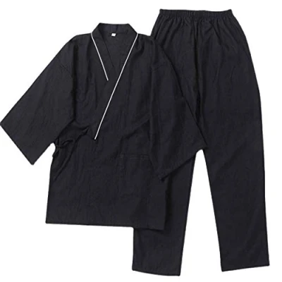 Imagen de un brand Traje de Pijama Antiguo algodón Hanfu Kimono japonés para Hombre, Ropa Zen Talla Grande, taoísta (Talla XL, Q)