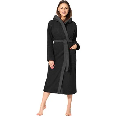 Imagen de Ladeheid Albornoz de Baño 100% Algodón Ropa Casa Mujer LA40 191 (Negro 30/Gris Oscuro 12, S)