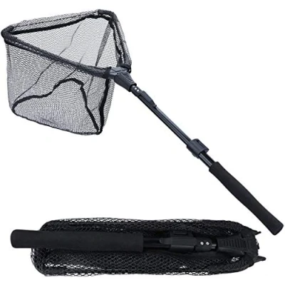 Imagen de Sougayilang Red de pesca para peces, poste telescópico plegable plegable, malla material nailon, captura o liberación segura BLJ95CM