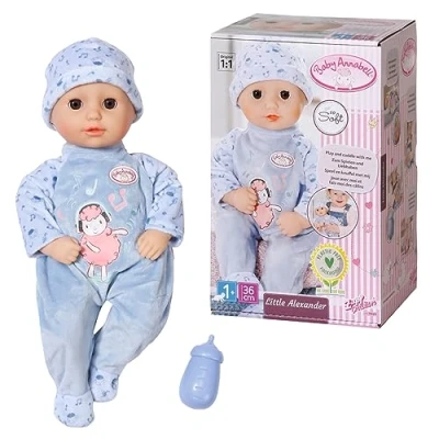 Imagen de Baby Annabell Little Alexander Muñeco de Trapo 36 cm con biberón niños pequeños a Partir 1 año La Caja Incluye muñeco, y Ropa