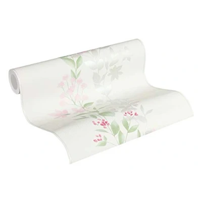 Imagen de A.S. Création Papel pintado De Flores Blooming tejido no 10.05 m x 0.53 Verde Rosa Gris Fabricado en Alemania 372661 37266 1