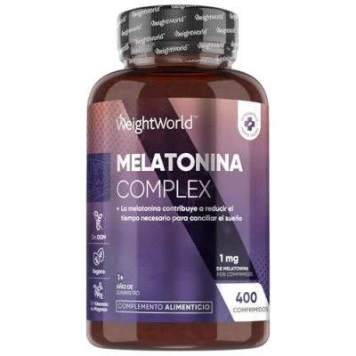 Imagen de Melatonina 1mg, 400 Comprimidos Veganos (+1 Año de Suministro) Reduce el Tiempo Necesario para Conciliar Sueño, Con Magnesio, Extracto Pasiflora, Vitamina B6 y Manzanilla, Sin OGM