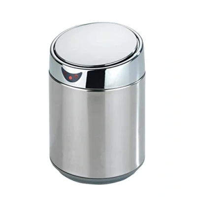 Imagen de Maximex Cubo de Mesa y cosméticos con Sensor 0,8 l Cromado, Abre Cierra sin Contacto, Acero Inoxidable, Interior extraíble, Ø 12 x 18 cm