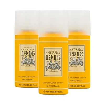 Imagen de 1916 Original Desodorante Spray para Hombre y Mujer, Pack de 3 x 150 ml, Todo Tipo Piel, Protección Larga Duración, Fragancia Cítrica Floral