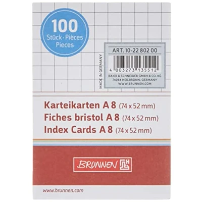Imagen de Flashcards fuente, flashcard, 180 g/m², cruzadas A8, a cuadros, blanco