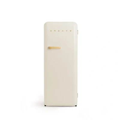 Imagen de CREATE / RETRO FRIDGE 150 WOOD/Frigorífico blanco roto maneta madera con congelador 281L 102W, bajo consumo, diseño vintage, 150cm, 3 estantes, regulador temperatura, botellero, 60x60x150cm