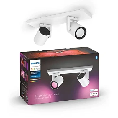 Imagen de Philips Hue White &amp; Color Ambiance Argenta, focos LED regulables para el sistema de iluminación con 16 millones colores, control inteligente la luz mediante voz y app, blanco