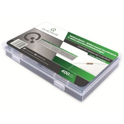 Imagen de QUADRIOS GmbH Surtido de resistencias capa carbono (1 ohmios, 1 m, 20 valores estándar E24, unidades, 400 piezas, 0,5 W, tolerancia: 5%)