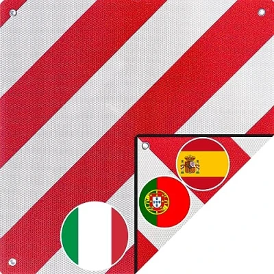 Imagen de MAGMA Señal V20 Española e Italiana Homologada, Placa Portabicicletas y Carga Saliente, Panel V 20 Plástico ABS, Flexible con Protección Anti Arañazos Protege tu Bicicleta o Bici NO Raya