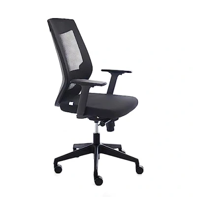 Imagen de Rocada Silla Oficina Ergonómica con Regulación Lumbar de Escritorio para Ordenador, Cómoda y Giratoria, Color Negro