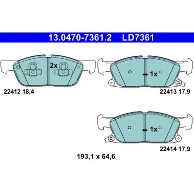 Imagen de ATE 13.0470 7361.2 Juego de pastillas freno con avisador acústico desgaste FORD: Focus Mk4 Hatchback, Kuga Mk3, Turnier