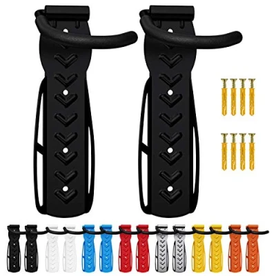 Imagen de 2 soportes de pared para bicicleta Wellgro, soporte acero bicicletas, color a elegir, negro
