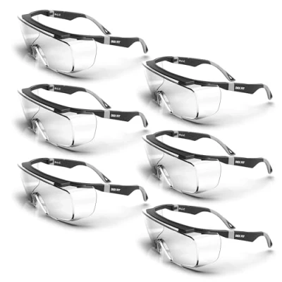 Imagen de DEX FIT SG210 OTG Gafas de Trabajo para Usuarios con Gafas; Protección Ocular Z87, Resistentes a la Niebla y los Arañazos, Ajustables, Hombres Mujeres, UV, 6 Pares