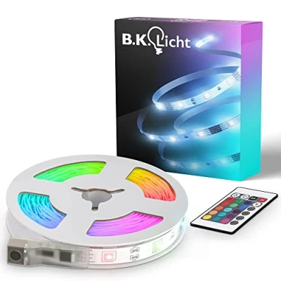 Imagen de B.K.Licht I Tira LED USB 3 m de luz LEDs RGB Tiras Cinta con cambio color Cadena colores mando a distancia autoadhesiva