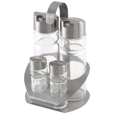 Imagen de MONIX Sabor Vinagreras de acero inoxidable y cristal, 4 unidades