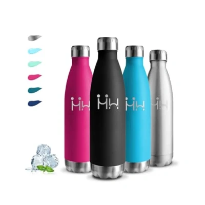Imagen de Botella Termica, 500ml Cantimplora, A Prueba de Fugas, Cantimplora Infantil sin BPA, Termo Cafe, Mantiene 24H Frio/12H Calor, Aislamiento al Vacío, Agua Acero Inoxidable, para Agua, Café, Jugo