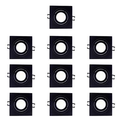 Imagen de wonderlamp Pack 10 W E000118 Foco Empotrable Techo Cuadrado Basculante, Iluminacion interior, Negro, Unidades