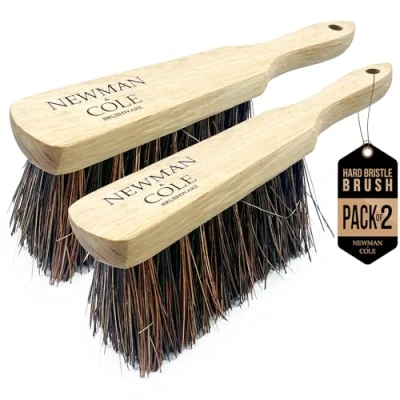 Imagen de Newman and Cole cepillos de mano madera natural: elige entre cepillo cerdas duras o suave con naturales sintéticas (2 rígidos base natural)