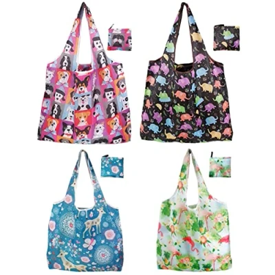Imagen de Bessy shop Bolsas de Compras Reutilizables,4PCS comestibles Reutilizables Lavables Grandes Plegables ecológicas para Uso Diario Almacenamiento