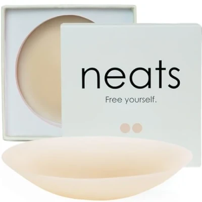Imagen de NEATS Fundas para pezones mujer, reutilizables e hipoalergénicas, pegajosas de silicona, Perla, S/M (Fits A C cups)