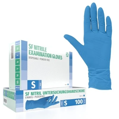 Imagen de guantes de nitrilo, 100 pcs caja (S, Azul), examen desechables, libres látex, sin polvo, limpieza guantes, sanitarios para la cocina, cocina limpieza, seguridad manejo alimen