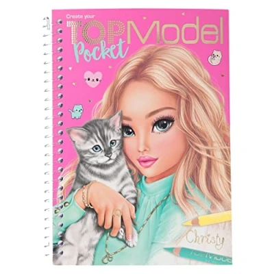 Imagen de Depesche 11821 TOPModel Bolsillo tamaño práctico, con 120 páginas para diseñar Conjuntos, Libro Colorear Hojas de Pegatinas y encuadernación en Espiral, Multicolor