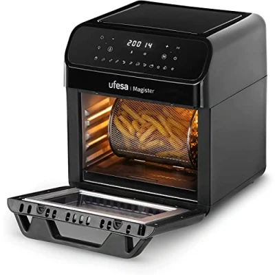 Imagen de Ufesa Magister Freidora de Aire Sin Aceite Airfryer 12L, 12 Programas, 1850W, Temporizador, Temperatura 200ºC, 6 Accesorios Incluidos, BPA, Exclusivo Amazon