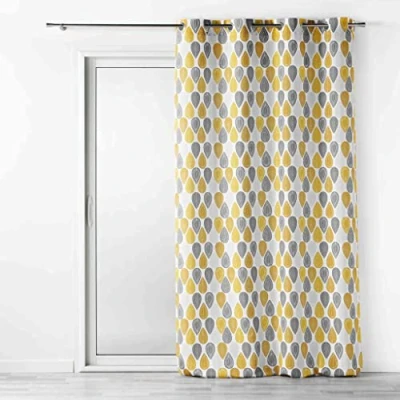Imagen de Douceur d&#039;Intérieur Cortina con Ojales (140 x 260 cm, poliéster Estampado, Color Amarillo/Blanco)