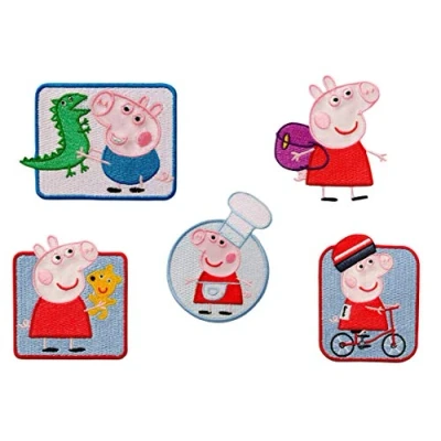Imagen de Mono Quick Peppa Pig, 5er Set Aplicaciones Bordadas para Coser o Planchar, poliéster, Multicolor, MD