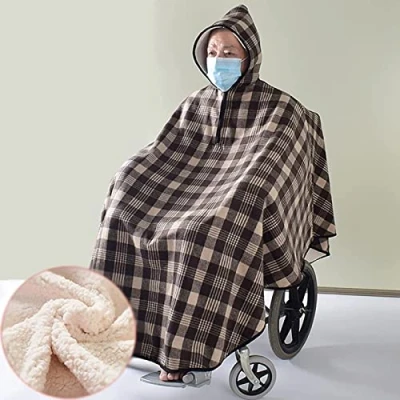 Imagen de SARUEL Capa de Lana para Silla Ruedas Adultos con Capucha, Ropa Ruedas, Poncho Invierno, Mujeres y Hombres, Manta cálida