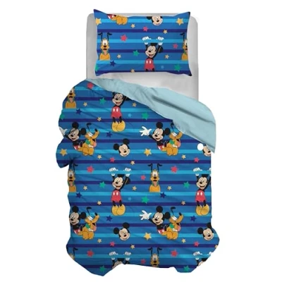 Imagen de Mickey Mouse, Juego de Funda nórdica Individual algodón, Azul, 155 x 200 cm, Almohada 50 80 Disney, 100% Producto Oficial