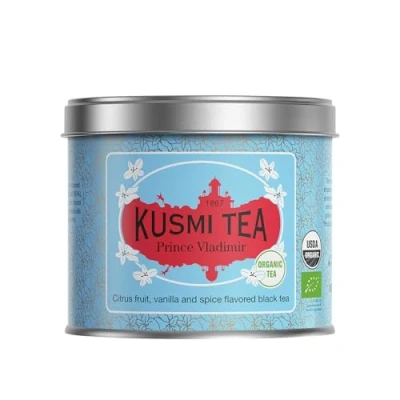 Imagen de Kusmi Tea Prince Vladimir Té Negro 100% Orgánico Aromatizado con Cítricos, Vainilla y Especias Earl Grey Hojas Sueltas de Lata 100g Cantidad para Aprox. 50 Tazas