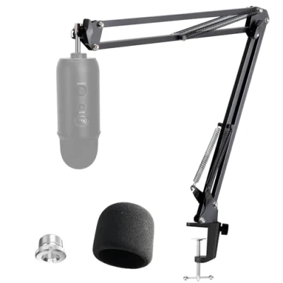Imagen de YOUSHARES Blue Yeti Soporte de micrófono Ajustable con Parabrisas Brazo Microfono Espuma Que Mejora la Calidad del Sonido para