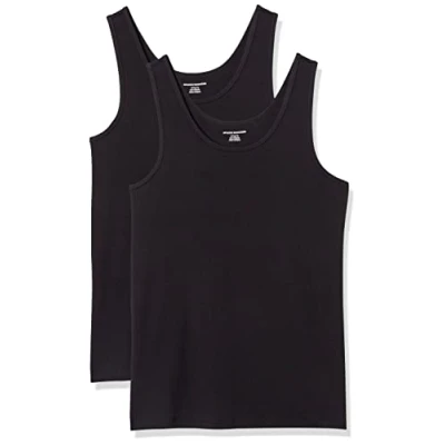 Imagen de Amazon Essentials Camiseta ajustada sin mangas Mujer, Pack de 2, Negro, S