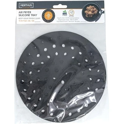Imagen de Bandeja Base Redonda Perforada Reutilizable de Silicona para Freidora Aire, Air Fryer, Molde