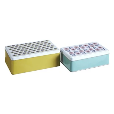 Imagen de Premier Joni Juego de 2 latas Almacenamiento, rectangulares, Estaño, Multicolor, 13 x 20 7 cm,