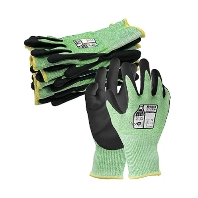 Imagen de NITREX 275RP guantes de seguridad para el trabajo, 5 pares nitrilo arenoso, recubiertos en la palma, resistentes a los cortes, sostenibles, pantalla táctil,