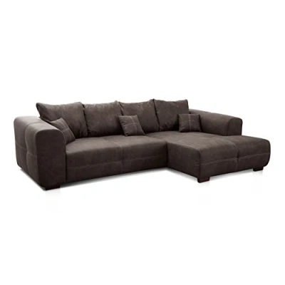 Imagen de CAVADORE Big sofá Mave Ricco/Big en diseño Moderno imitación de Piel/Incluye Cojines y/287 x 69 108 cm (BxHxT)/Microfibra Antracita