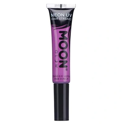 Imagen de Moon Glow Mechas de Color neón UV Máscara para el pelo Tinte temporal lavable brillante, brilla bajo la luz Morado intenso 15 ml (Paquete 1)
