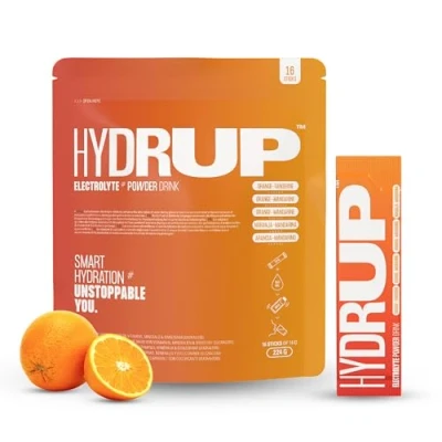 Imagen de Hydrup Electrolitos sin azucar en Polvo 1733mg de por Porción Fórmula con Vitaminas y Minerales para una Rápida Hidratacion (16 unidad, Naranja Mandarina)