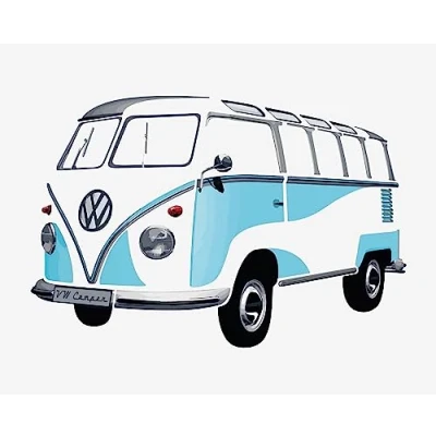 Imagen de BRISA VW Collection Vinilo Adhesivo de Pared Decorativo T1 Camper Bus Samba (Silueta/Azul)