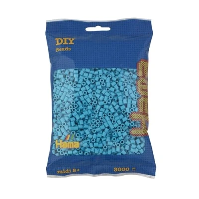 Imagen de Hama perlas 201 49 Bolsa de para planchar con aprox. 3000 cuentas medianas manualidades diámetro 5 mm en color azul celeste, diversión creativa grandes y pequeños