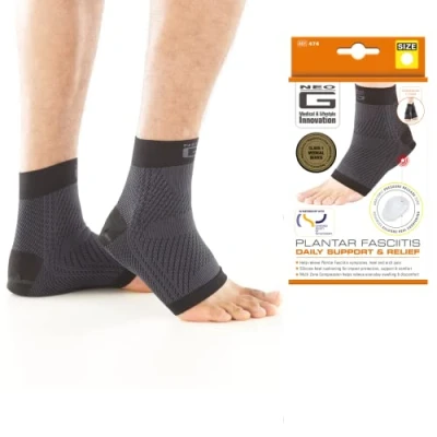 Imagen de Neo G,Calcetines de compresión para fascitis plantar, soporte síntomas dolor talón y arco, silicona, amortiguación alivio diario, talla XXL, color negro