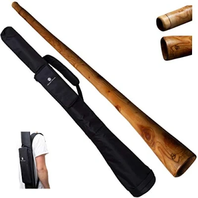 Imagen de Australian Treasures DIDGERIDOO: Mogano PRO 147cm incluyendo bolsa didgeridoo de nylon
